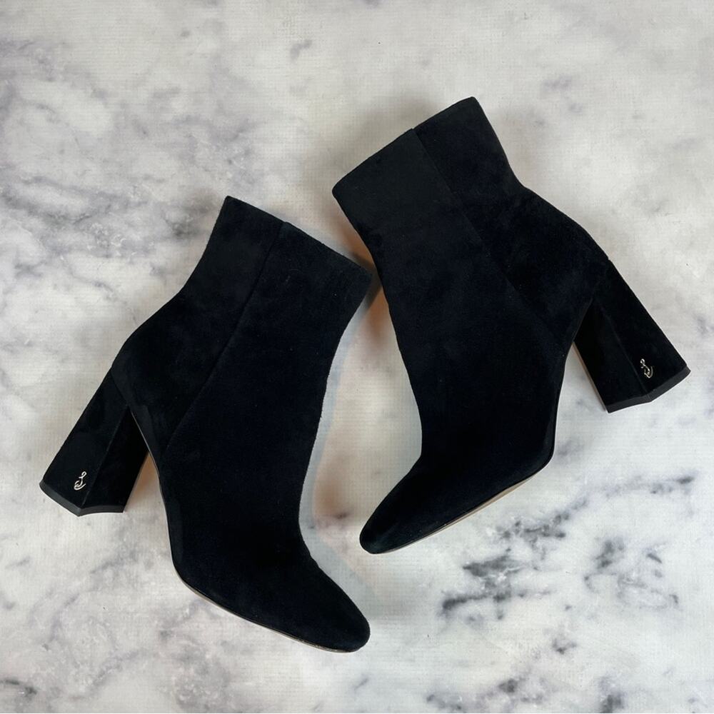 Sam Edelman Codie Black Suede Ankle Boots Square Toe Sz 7.5 W